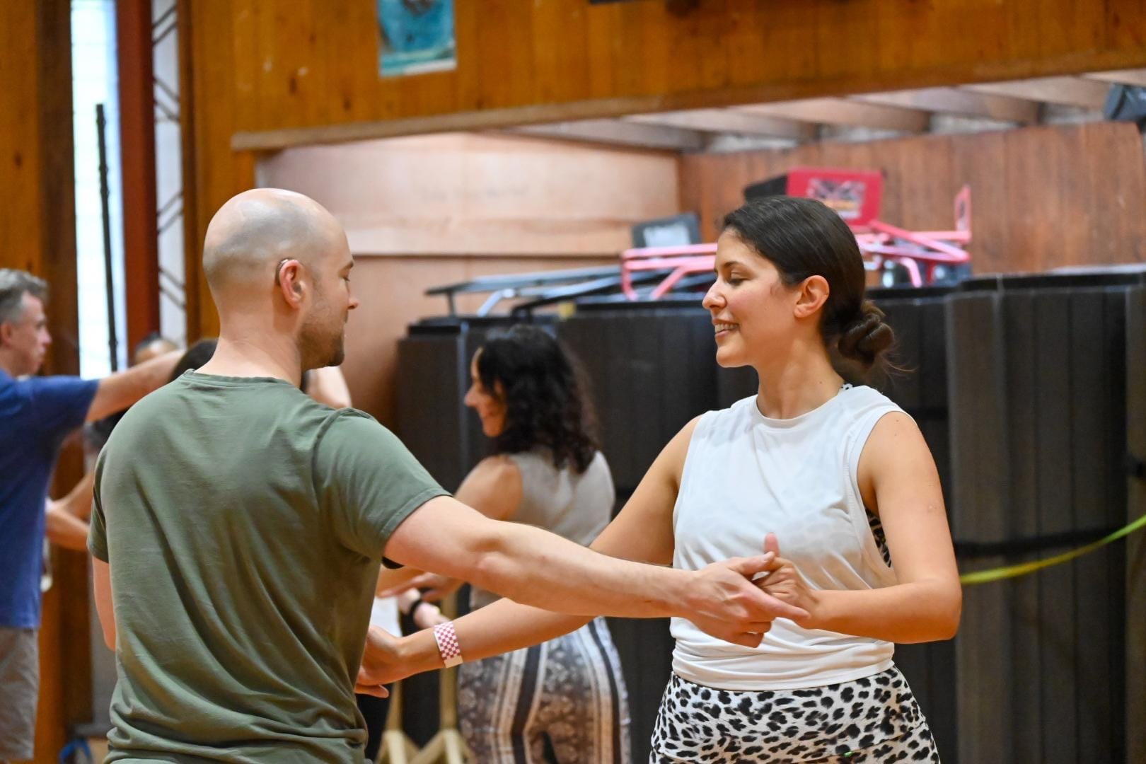 Amanda and Jordan dancing at a salsa class